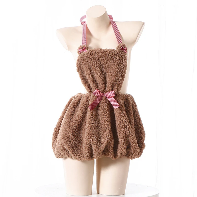 AniLV 2023 New Year Kawaii Girl Plush Bear Halter Apron Dress Unifrom Women Anime Maid Cute Nightdress Outfits Costumes Cosplay