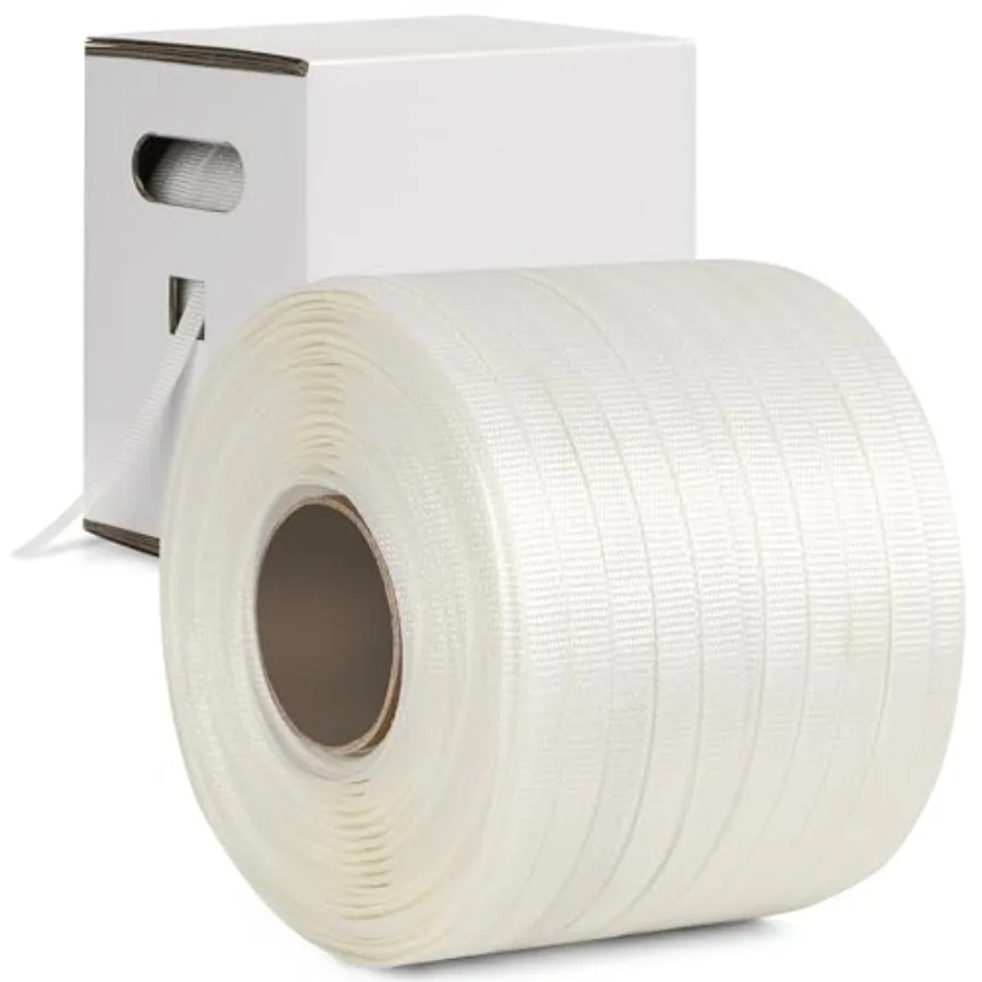 

Heavy Duty Woven Cord Flat Rope - 1000ft x ½" Roll - Banding and Pallet Strapping Kit - Includes Virgin Polyester Strapping Rol