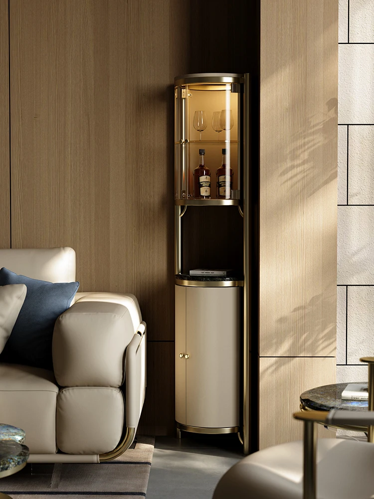 Light luxury wine cabinet, modern minimalist dining room, wall facing display cabinet at the dining edge