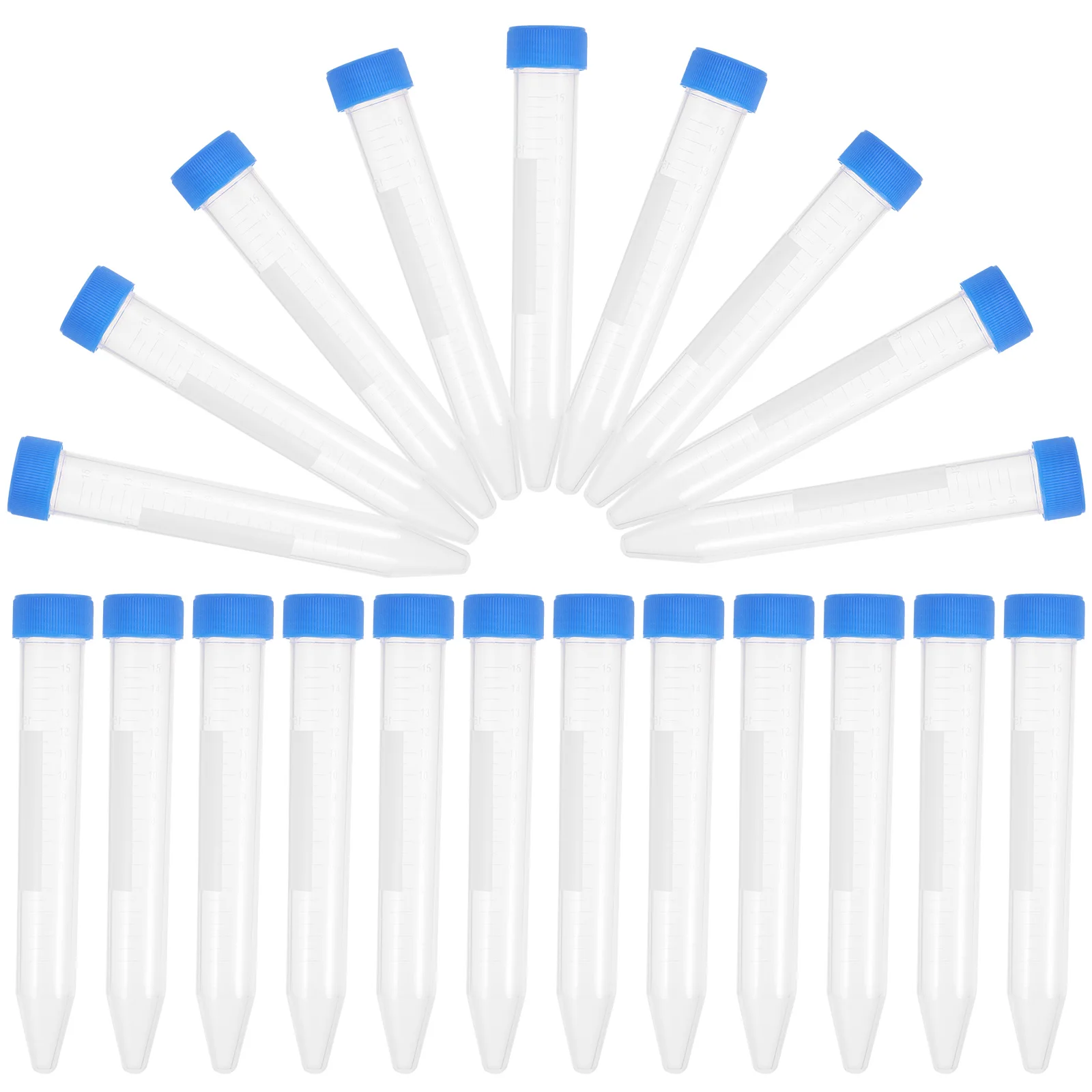 

50pcs 15ml Tubes Screw Cap Random Test Vials Transparent Plastic Ultra Transparency Precision Measurement