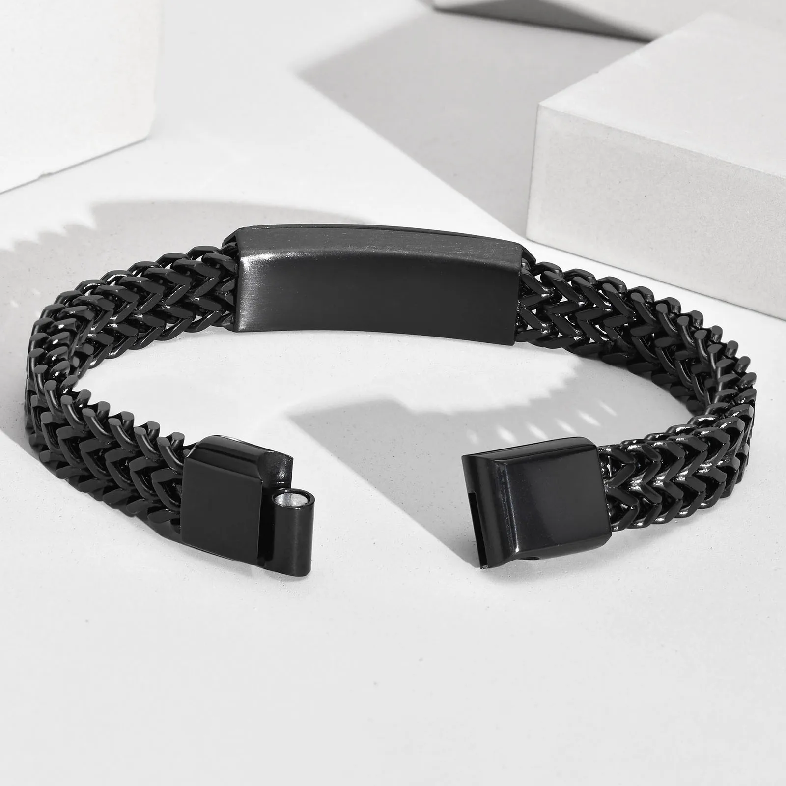 Vnox Stylish Mens Free Custom Engrave ID Bracelet,Stainless Steel Double Franco Link Chains Bracelets Armband Male Jewelry