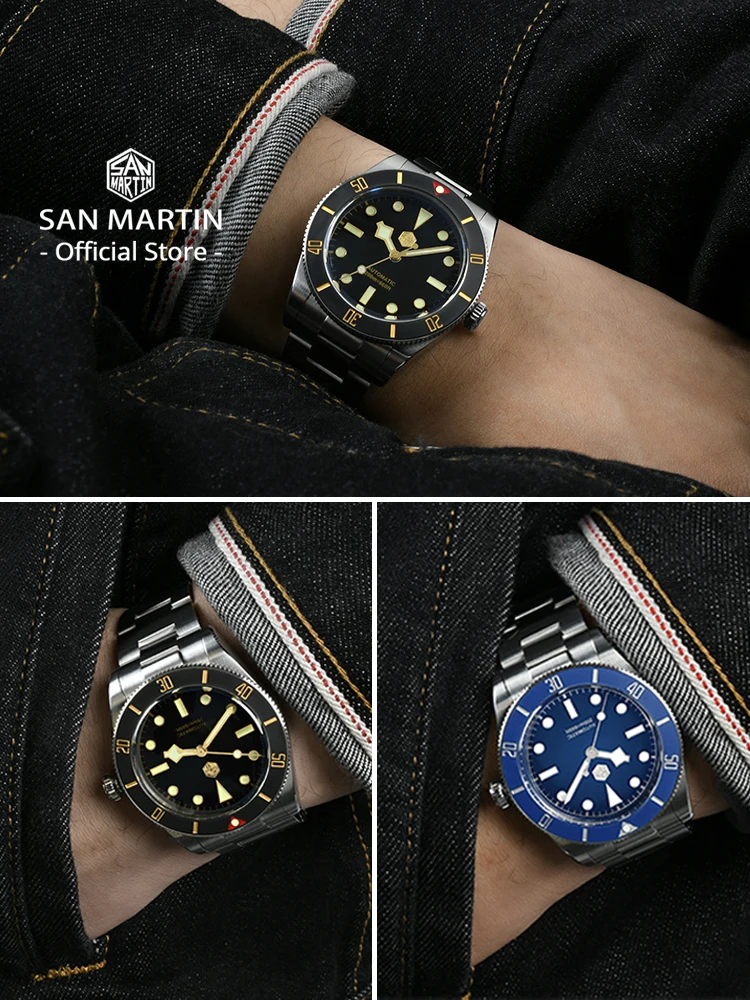 San martin novo 37mm bb54 vintage mergulhador relógio nh35 automático mecânico masculino relógios de pulso safira luminosa à prova dwaterproof água 200m sn0138