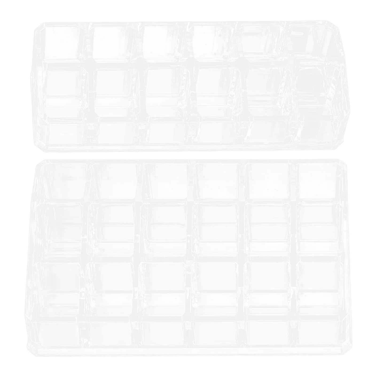 

2pcs Lipstick Holder Organizer Clear Plastic Container Grid Display Rack Stand 12&18Compartments Transparent Storage