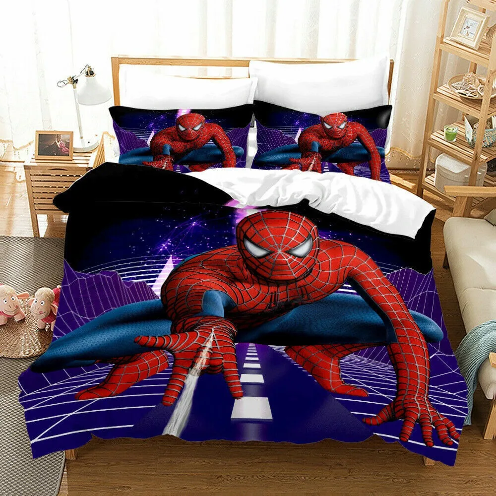 Spiderman Bedding Set Bed Cover Universal, The Avengers Duvet Cover Marvel Heroes Quilt Cover for Kids and Adults Modern Printed