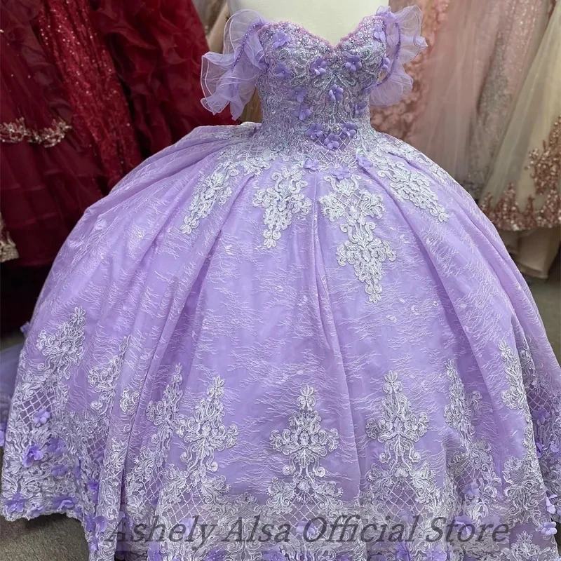 Vestidos De quinceañera De lavanda personalizados, apliques De encaje, vestido De baile dulce 16, Vestidos De 15 Anos, vestido De fiesta De cumpleaños