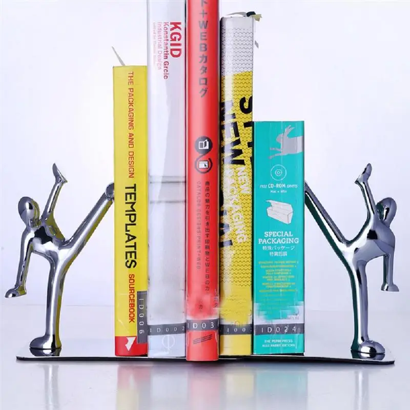 Decorative Bookends Heavy Duty Zinc Alloy Man Book End, Non-skid Bookend, Metal Book Ends for Shelves, Book Support