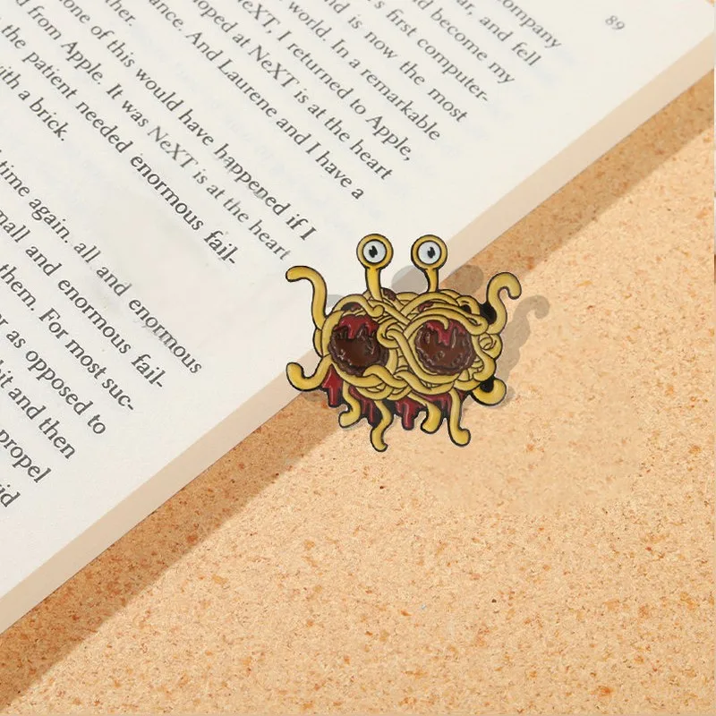 Pastafarianism enamel pin Flying Spaghetti Monsterism badge brooch FSM icons Denim Jeans shirt bag Funny Pin Gift for friends