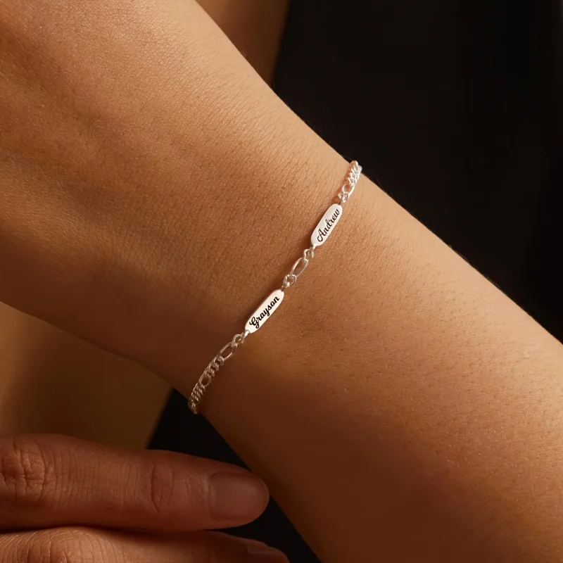 Custom 304L Stainless Steel Name Bracelet, Personalized Multi-Name Jewelry, Engraved with Names of Family, Friends, or Couples