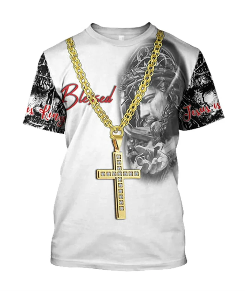 3D Print Jesus Cross T Shirt Men Women New Summmer Fashion Vintage Short Sleeve Men Oversize T-shirts Men Clothing Dropshipping