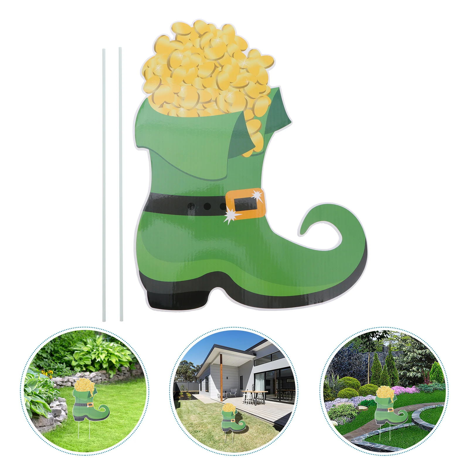 

St. Patrick's Day Yard Stakes Signs Holiday Decoration Props Durable Material Festive Design Indoor Outdoor Use