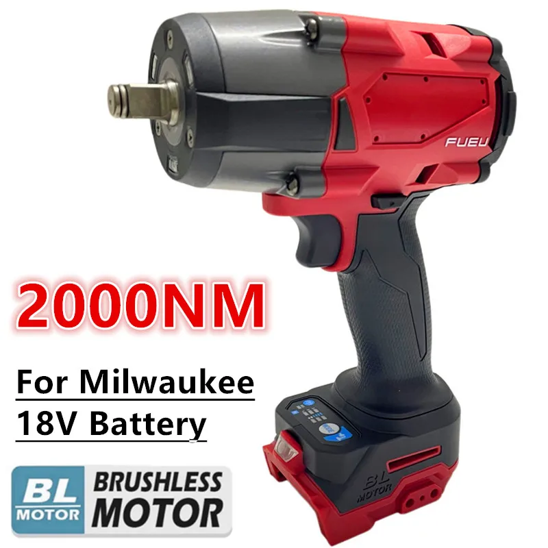 

2000N.M High Torque Cordless Impact Wrench Brushless Electric Wrench 1/2 Inch Car Truck Repair For Milwaukee 18V Battery