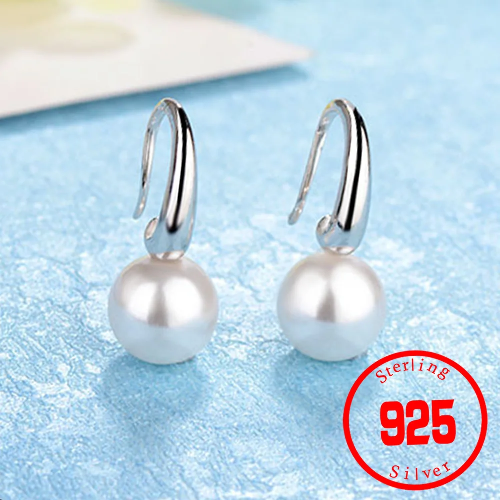 Trendy Earrings Stamp 925 Sterling Silver Round Zircon Pearl Earrings Collection for Women Fine Jewelry Girls Drop Shipping