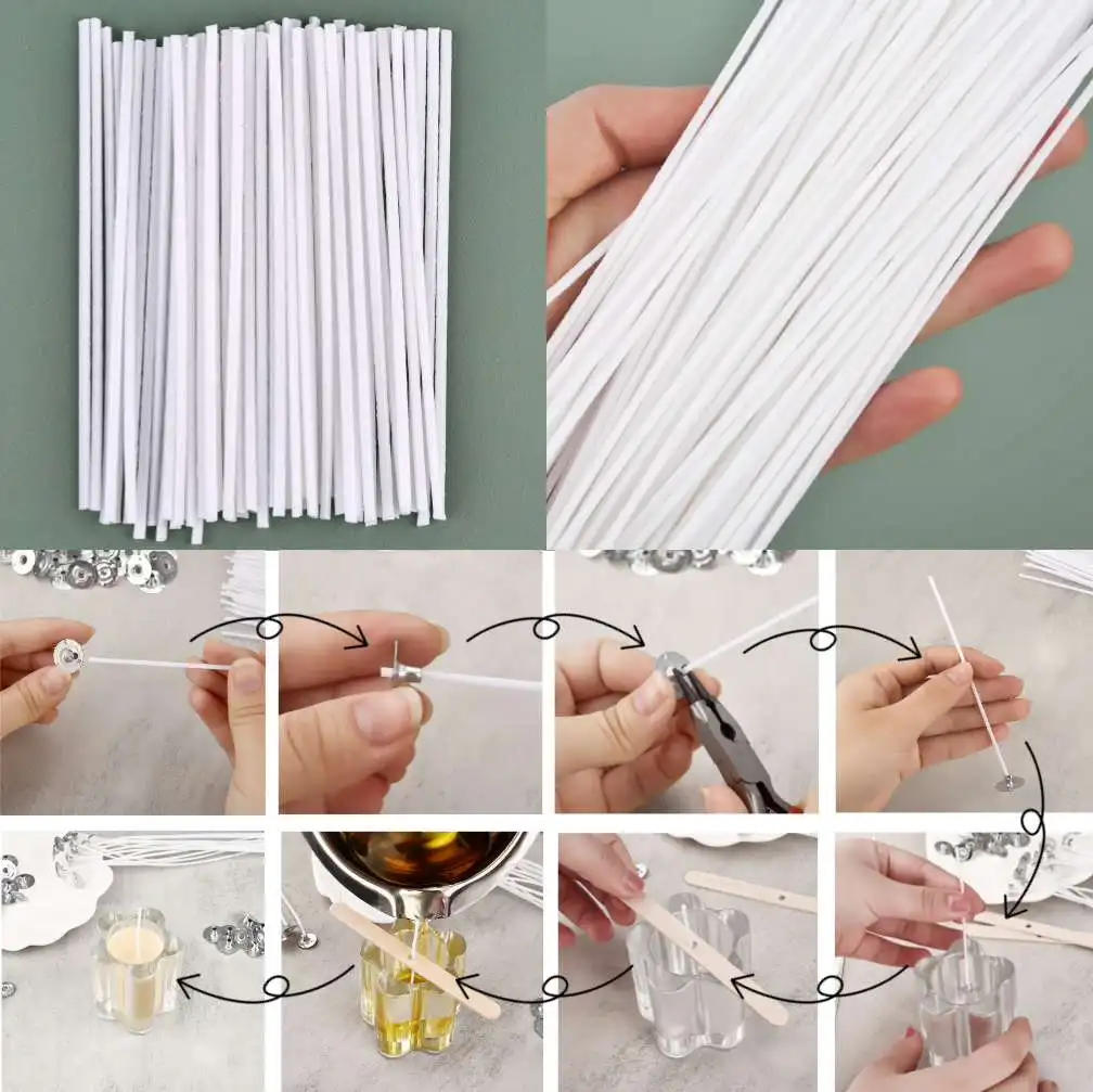 50/100pcs Candle Wicks Smokeless Wax Pure Cotton Core For DIY Candle Making Pre-Waxed Wicks Party Supplies