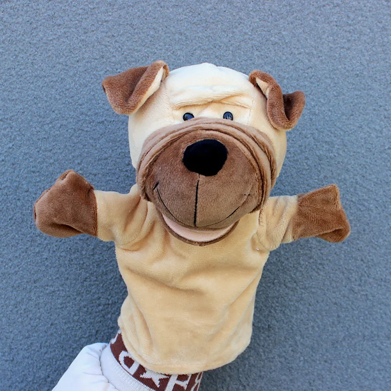 Children's Shar Pei Dog Hand Puppet Plush Toy Soft Dog for Kids Entertainment