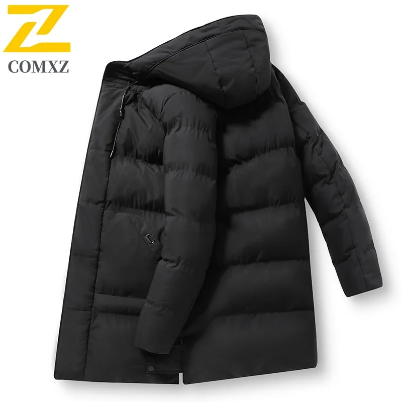 

COMXZ Мужская повседневная ветровка средней длины с воротником-стойкой, куртка для отца, водонепроницаемое ветрозащитное хлопковое пальто, верхняя одежда 2025