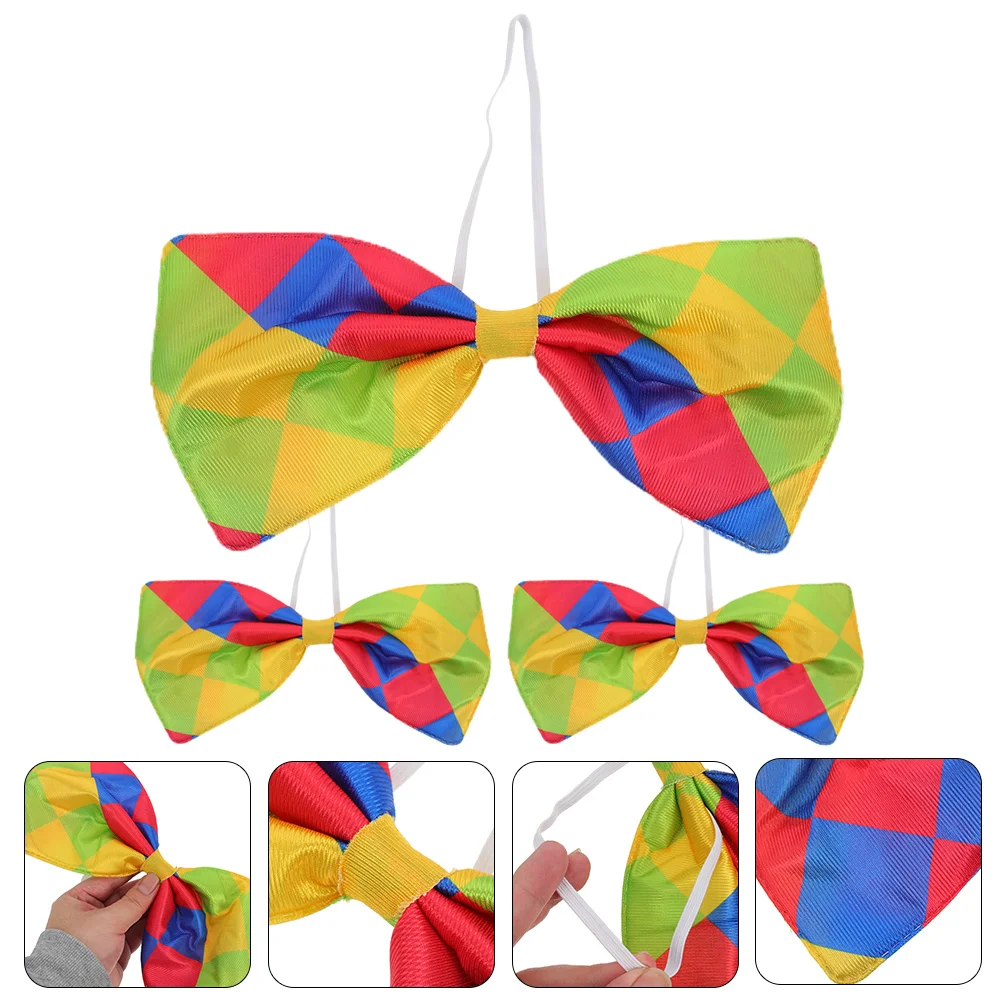 

3 Pcs Clown Bow Tie Classic Design Costume Accessories Party Stage Funny Colorful Props Cloth Fancy