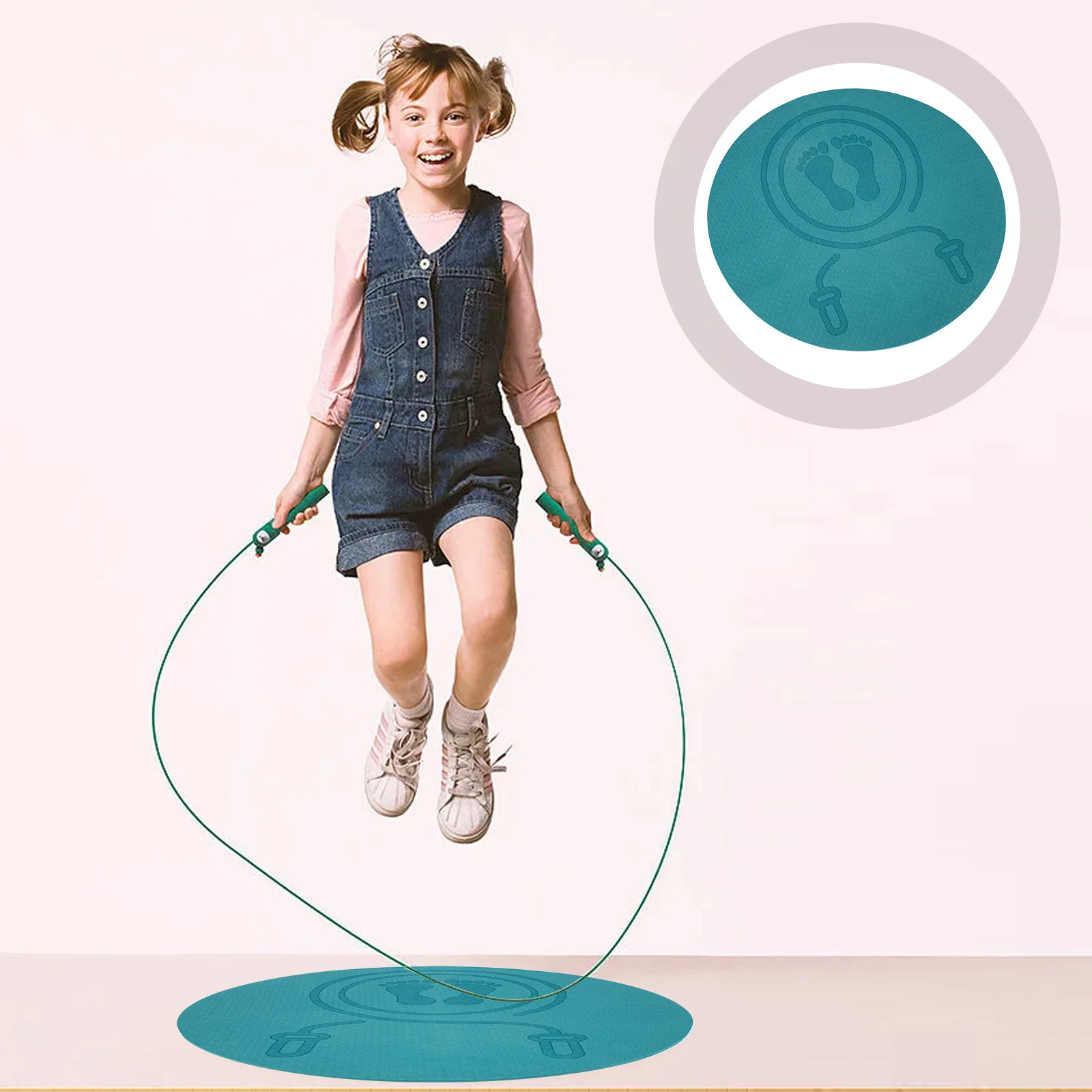 プレミアムTPE製ジャンプフロアマット 室内縄跳び用 防音フィットネスマット 静音 滑り止め ホームジム エクササイズマット