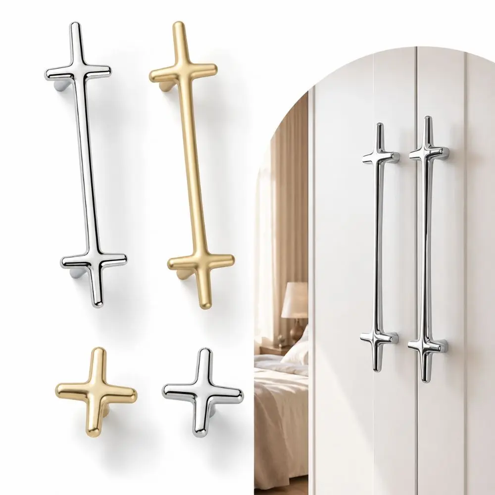 French Cream Style Hardware Cabinet Handles 128mm Zinc Alloy Wardrobe Door Handles Light Luxury Modern Minimalist