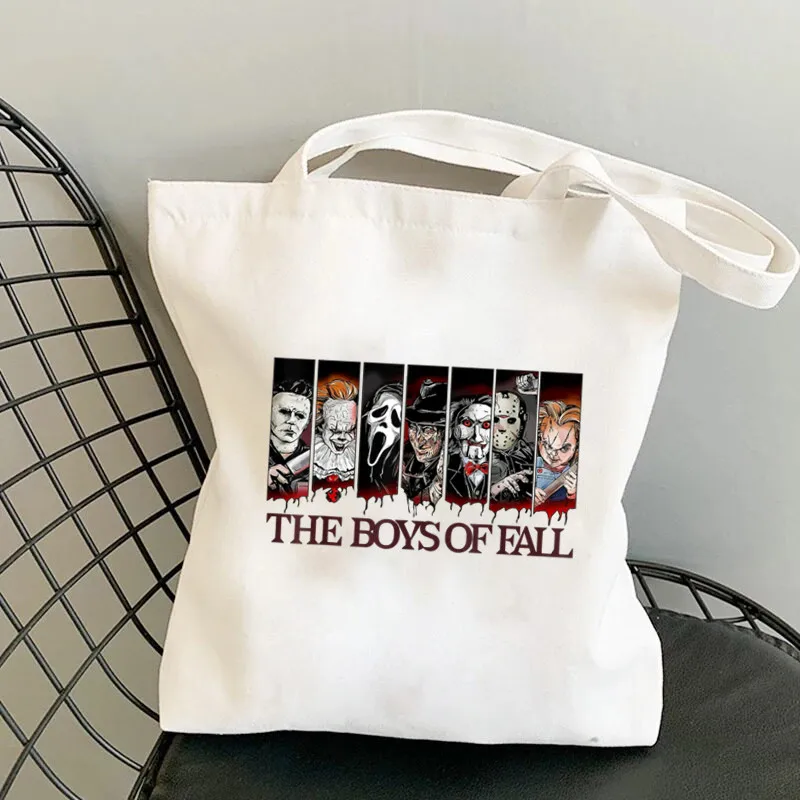 Borsa Horror FRIENDS borsa da donna riutilizzabile in tela Tote Bag stampa Casual Funny Horror Scream Movie Handbag borse a tracolla