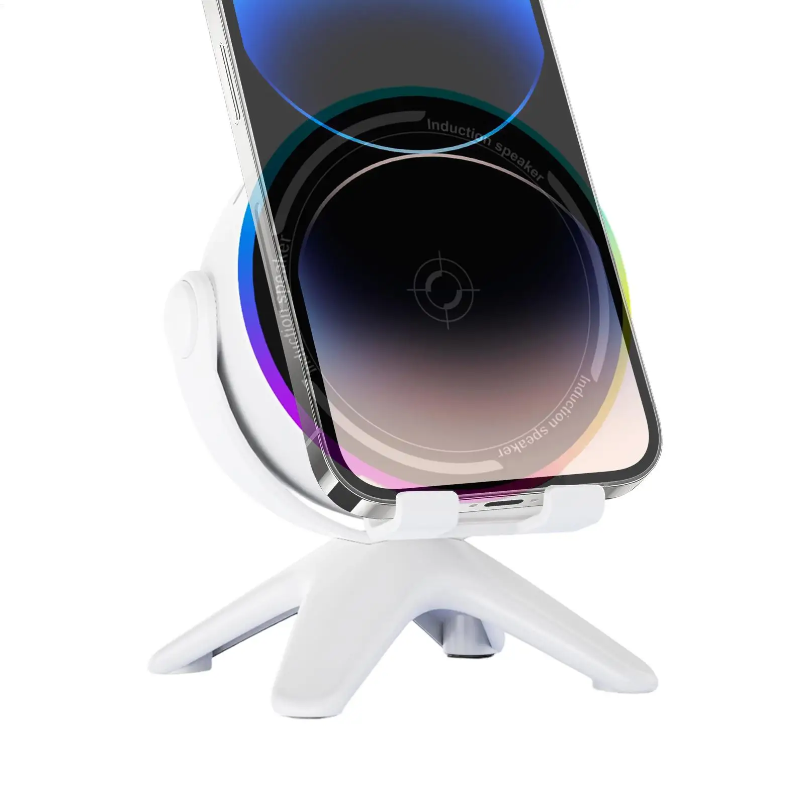 

Индукционный динамик для сотового телефона, портативное устройство для воспроизведения музыки, беспроводной динамик RGB для дома, путешествий, спальни, гостиной, кабинета