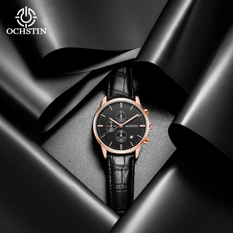 

OCHSTIN наручные часы из натуральной кожи мужские кварцевые часы мужские водонепроницаемые часы со светящимися стрелками оригинальная серия классические часы
