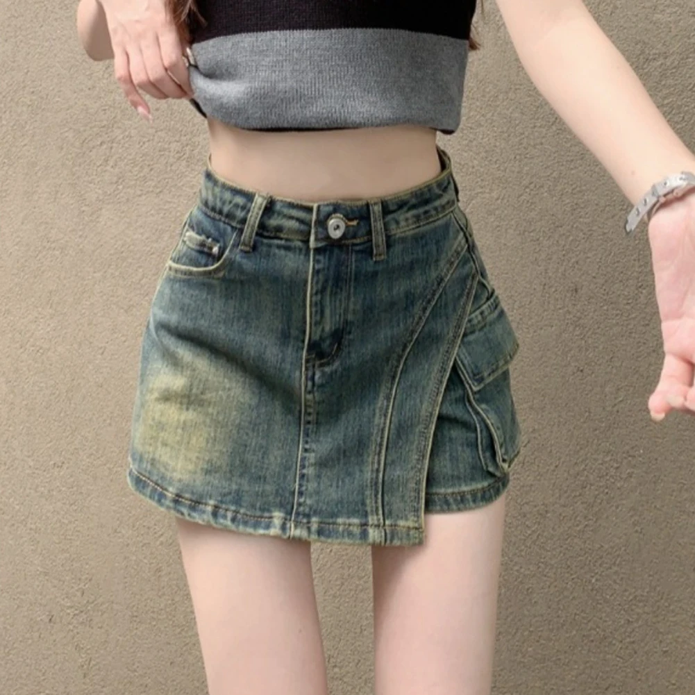 

Anti Exposure Shorts Skirt Streetwear Casual Shorts A-line Skirt Slightly Elastic Fabric Anti-exposure Feature