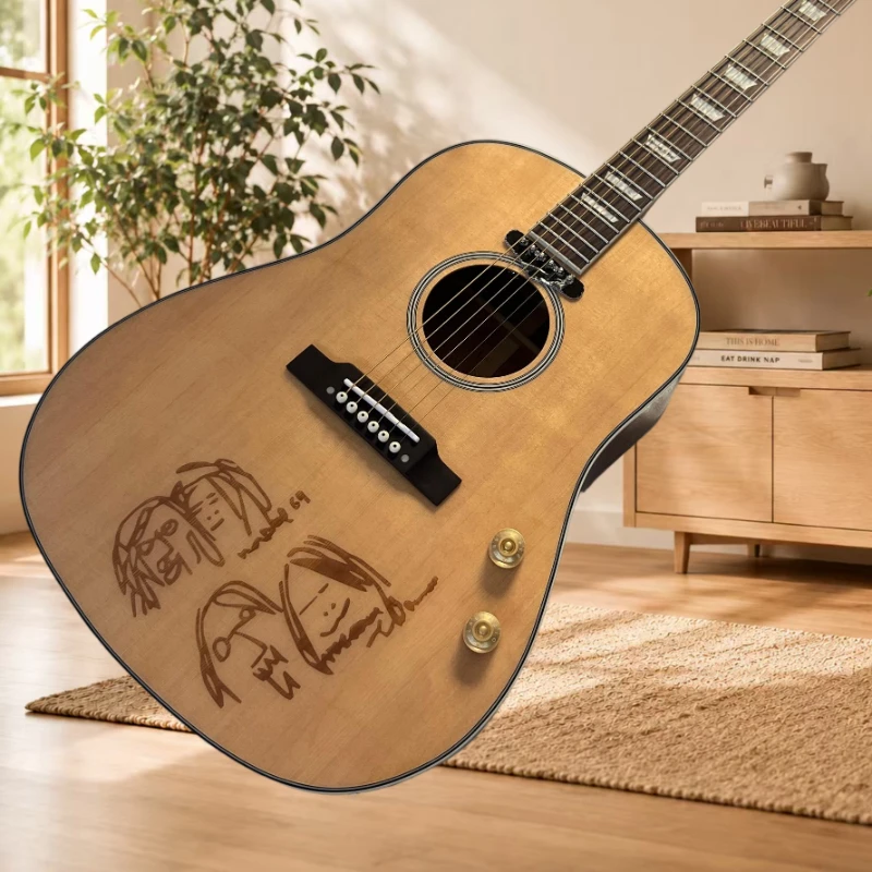41 Inch J160 Acoustic Guitar D-bucket Spruce Solid Top Rosewood Neck with Pickup Signature Free Delivery