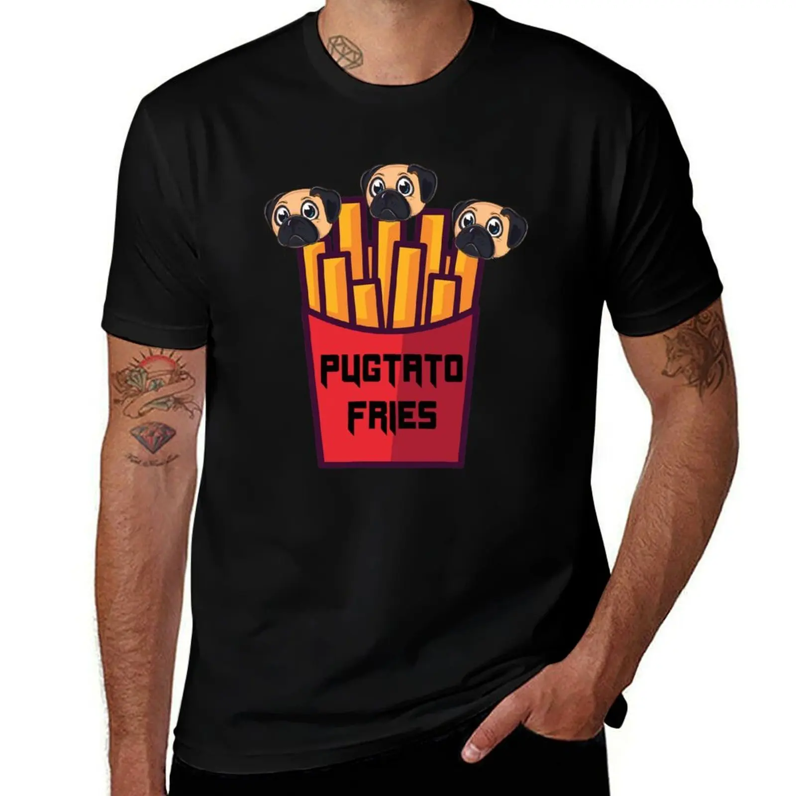 PUGTATO FRIES T-Shirt Sweat Absorbing Sports Tee Shirt T-Shirt