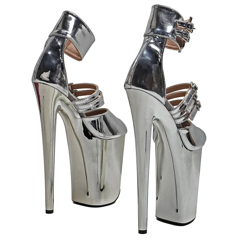 Leecabe 23CM / 9inches  Shiny PU Upper   Open toe  fashion  Platform High Heels Sandals stripper heel Pole Dance shoes