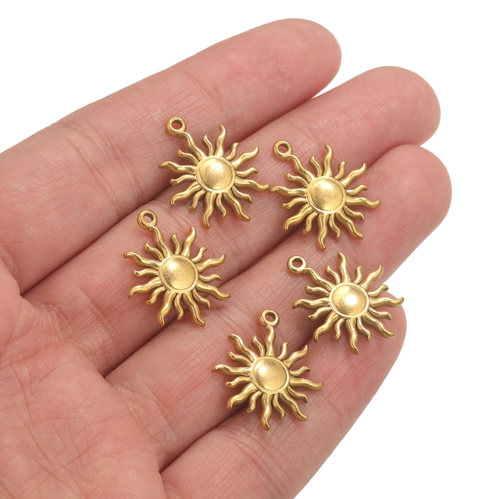 5pcs Stainless Steel Sun Charms for Jewelry Connectors Earrings Making Supplies DIY Jewelry Pendants Findings Accessories Crafts