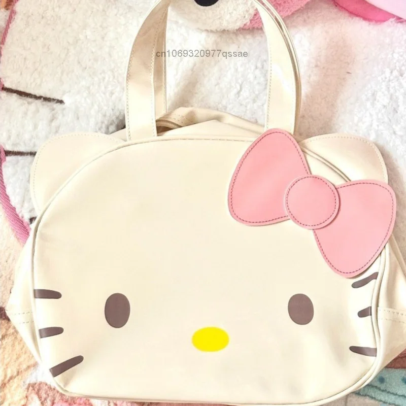 Middle Vintage Sanrio Hello Kitty Kitten Shaped Tote Bag For Girls PU Handbag 3D Cartoon Cute Cartoon One Shoulder Bag For Women