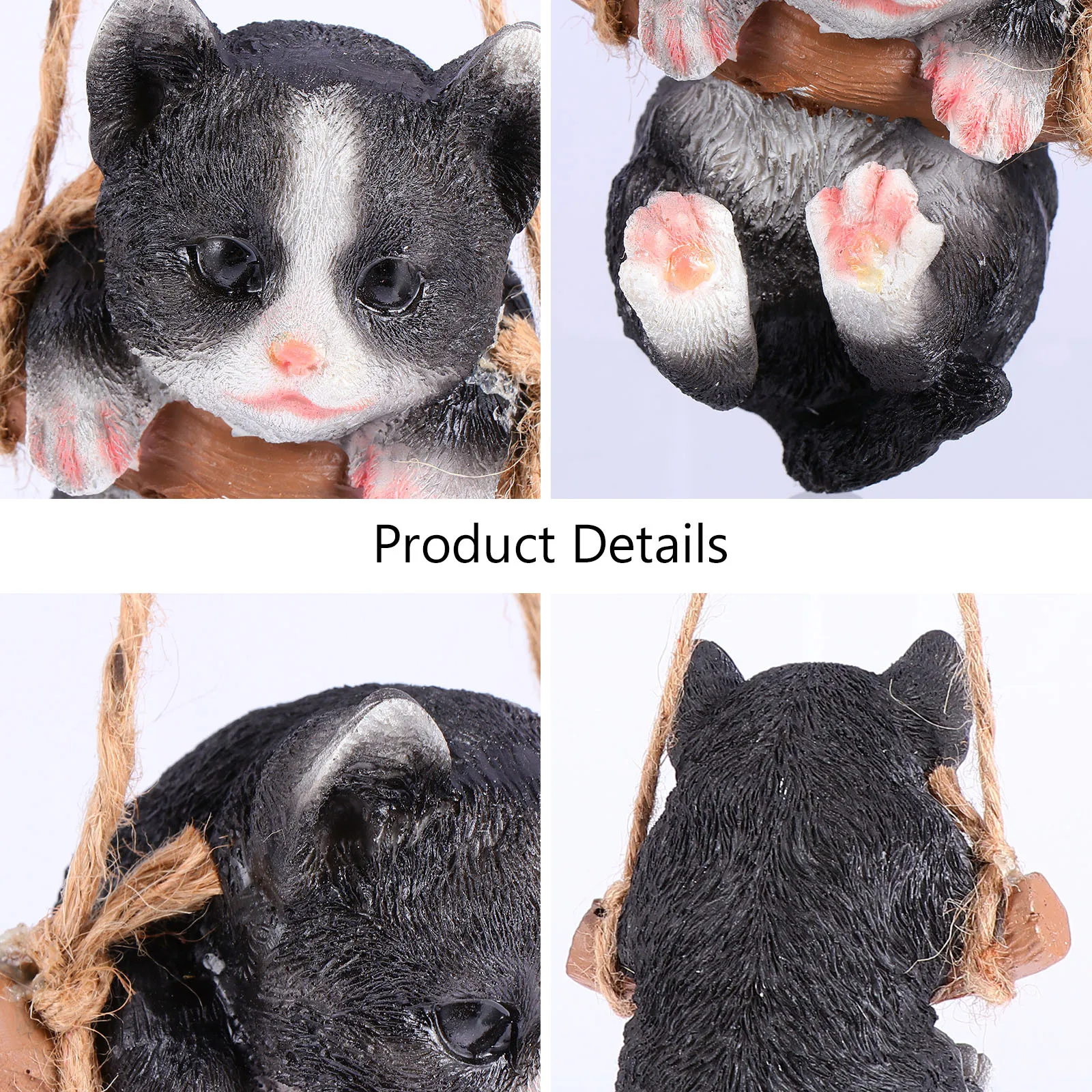 

Exquisite Hanging Cat Garden Statue Resin Animal Swing Decor for Yard Patio Backyard Landscape Ornamental Piece