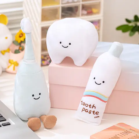 Diş sevimli peluş oyuncak modeli yumuşak diş şekli asılı diş macunu diş fırçası Demo çocuklar için fırçalama öğrenme modelleri diş hekimi hediyeler