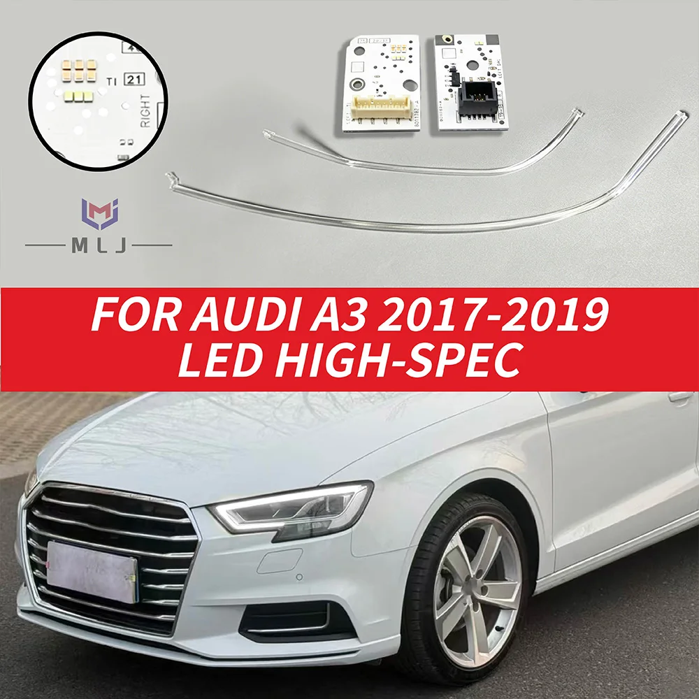For Audi A3 2017-2019 High Spec White Daytime Running Light Tube Headlight DRL Light Guide Strip Angel Eye PCB Light Board Chip