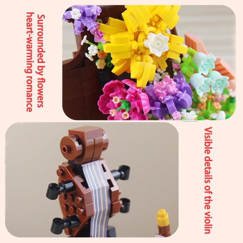 บล็อกตัวต่อไวโอลิน 1520 ชิ้น ชุดตัวต่อขนาดเล็ก โมเดล ของเล่นตัวต่อ ของเล่นเสริมพัฒนาการ สำหรับเด็กหญิง เด็กชาย และผู้ใหญ่