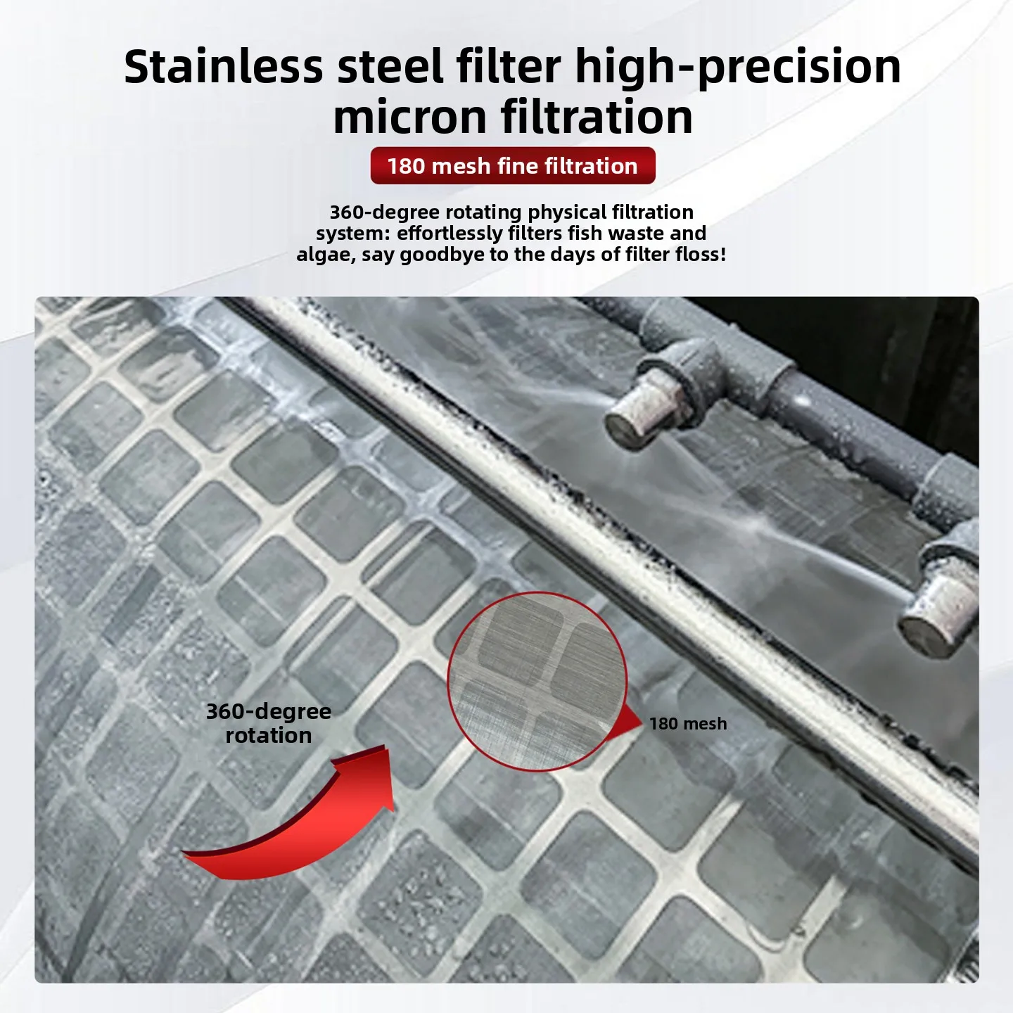 Koi Pond Filter Water Circulation System - Stainless Steel Drum Microfilter with Auto Discharge & Smart Backwash