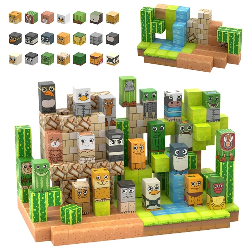 Tralalero Tralala Brainrot figuras bloque magnético Tung Sahur construye mina imán mundo juguetes sensoriales para niños pequeños regalo de cumpleaños