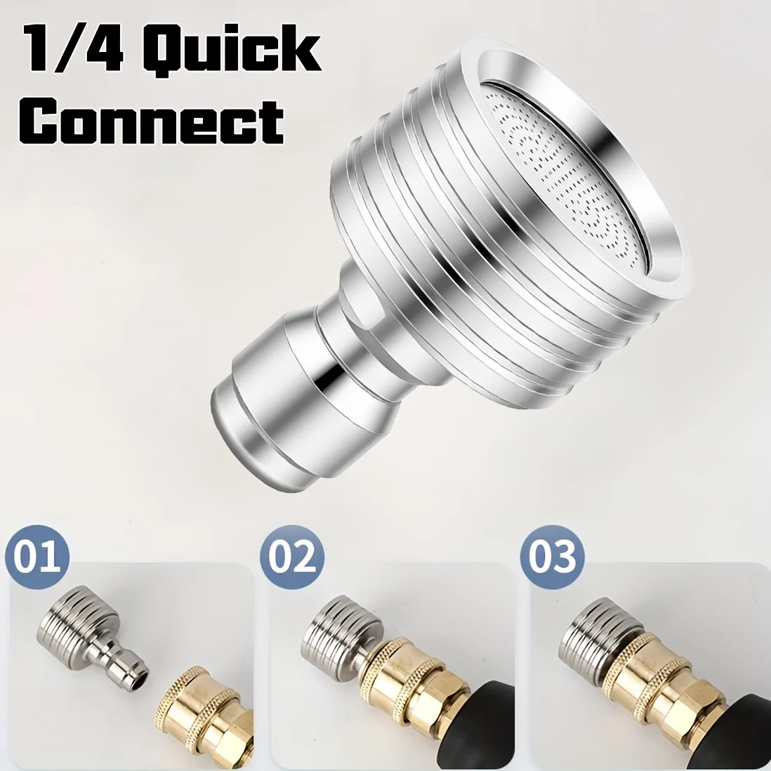 High Pressure Water Gun Interface Washing Nozzle Stainless Steel Shower Blades 1/4 Quick Connect Wash Cars Garden Urban Tool view 5