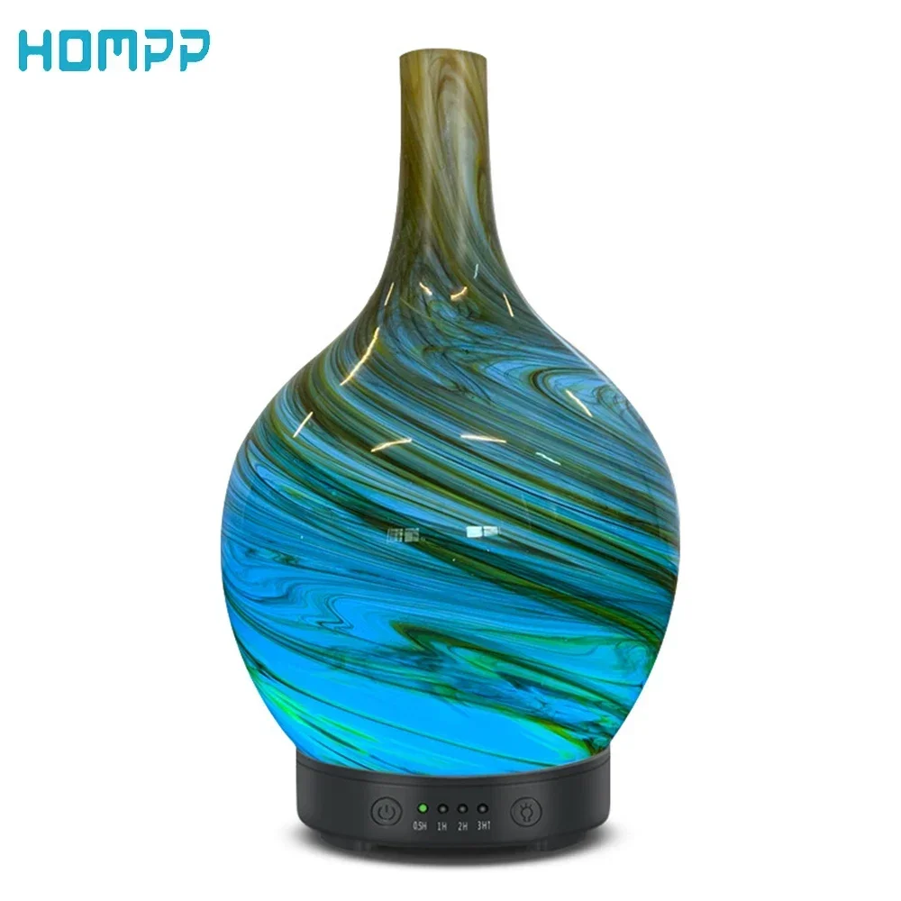 

100ml Humidifier Aromatherapy Essential Oil Diffuser Glass Marble Design Handmade Cool Mist Waterless Auto Shut-Off for Spa Yoga