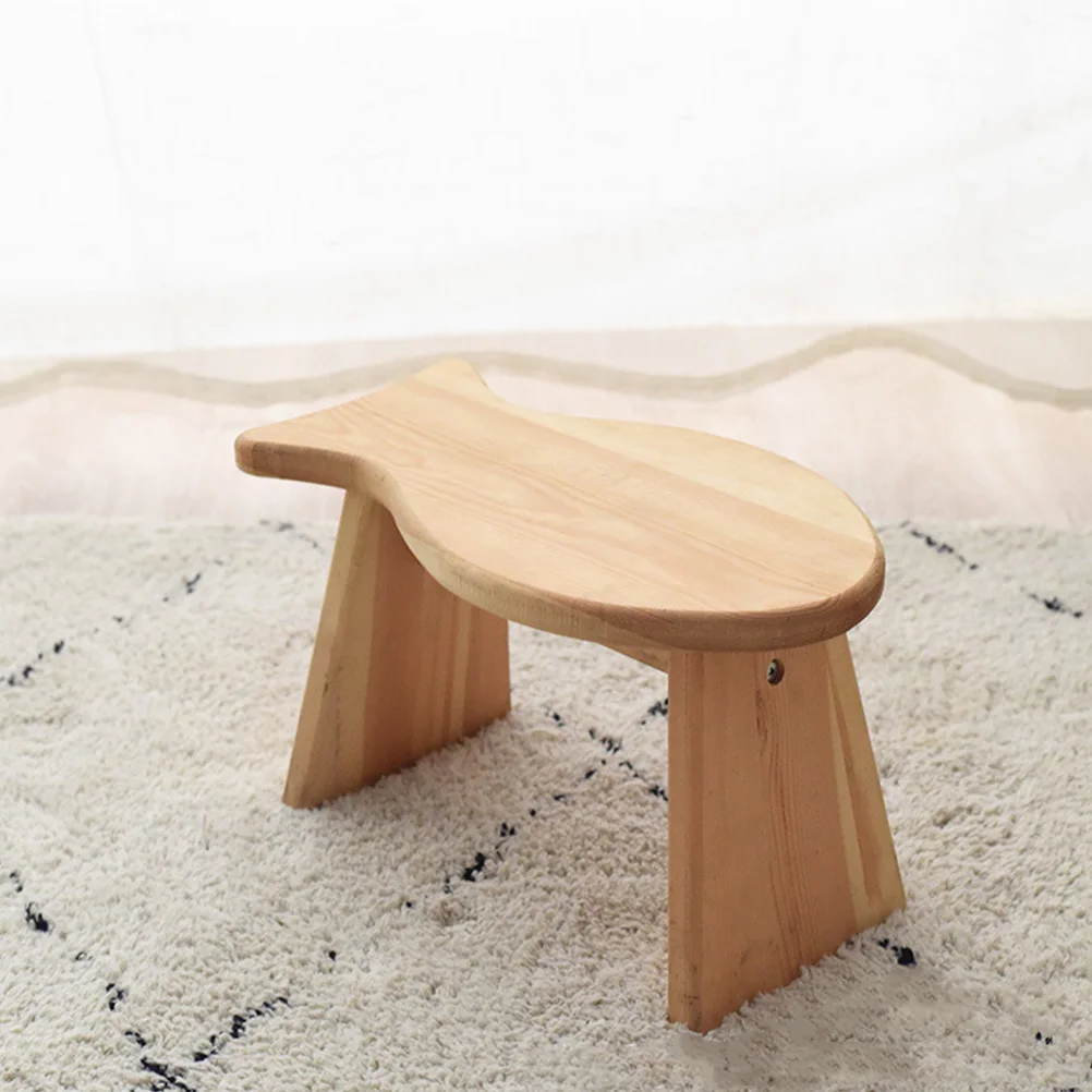 الأسماك على شكل خطوة خشبية البراز المضادة للانزلاق منخفضة الاطفال مسند القدمين إطار خشبي متين المنزل الأحذية تغيير مقعد غرفة المعيشة القدم الراحة