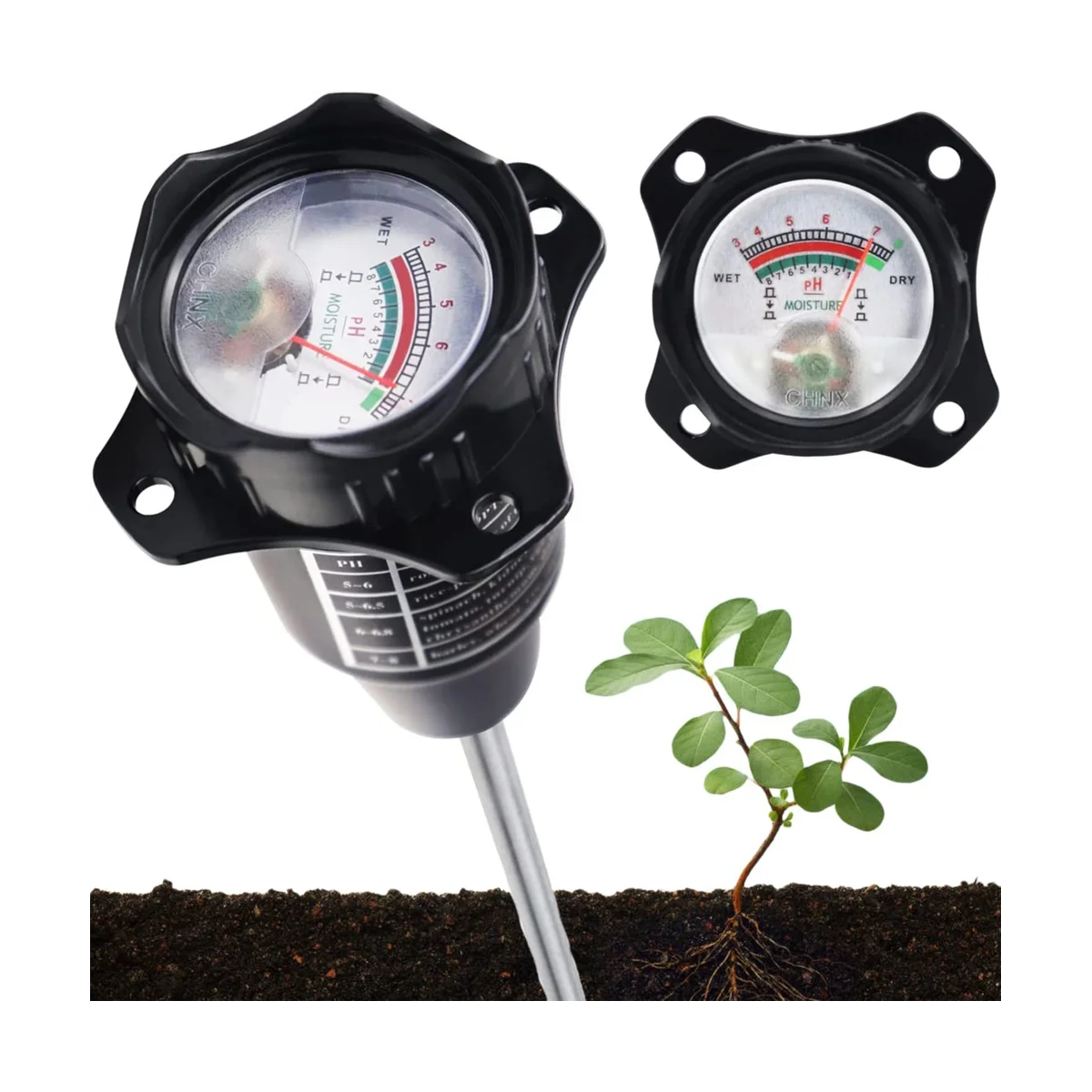 Long Probe Deep Soil PH Moisture Meter 2 In-1 Tester-Professional Test Hygrometer for Large Pot Plants Gardening Farming