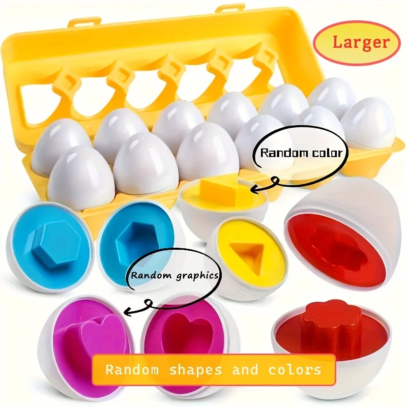 12/6 قطعة ألعاب متطابقة الألوان والشكل مقلدة على شكل بيضة مع صندوق تخزين - مجموعة ألعاب تعلم الشكل واللون الهندسي للأطفال #5