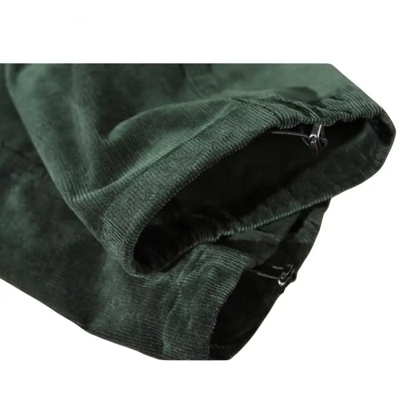 Autumn Winter Men Corduroy Straight Elastic Waist Loose Casual Patchwork Pants Pocket Joggers Trousers Sweatpants Streetwear