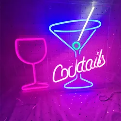 Cocktails Neon Signs Beer Bar Club LED Acrylic Neon Lights Sign for Hotel Pub Cafe Birthday Party Teen Room Wall Decorative Lamp