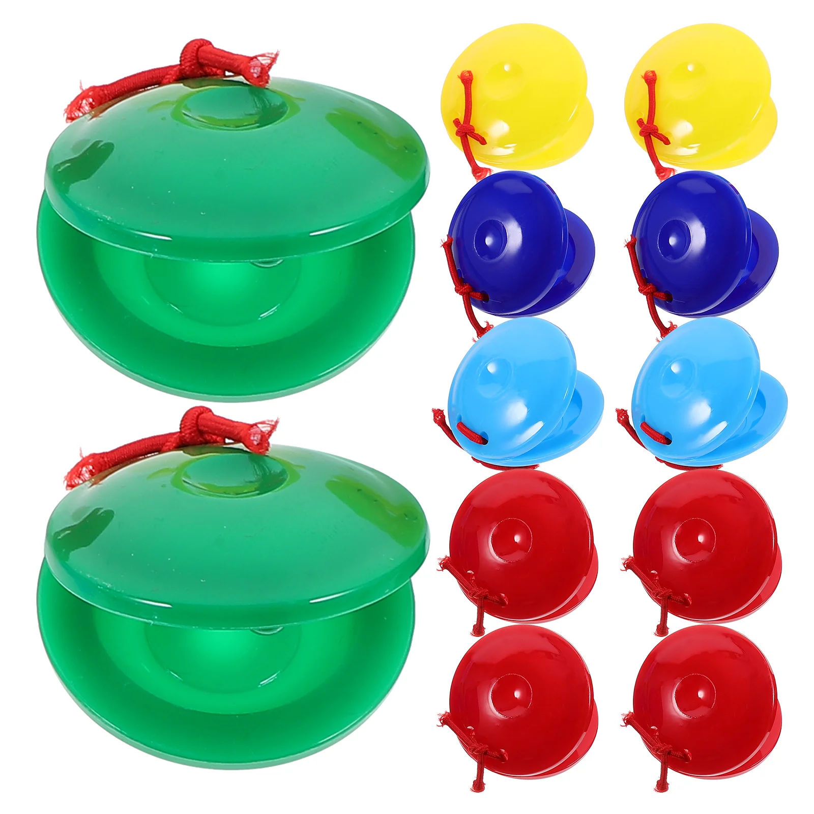 12 buah instrumen anak Castanets mainan anak-anak plastik kecil pegangan tangan jari Musik Anak