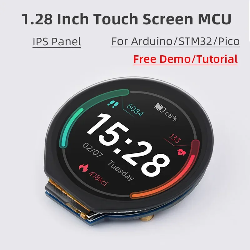 

1.28 Inch IPS Touch Screen MCU compatible for Arduino STM32 Raspberry Pi Pico 65K Round LCD SPI I2C Interface Free Demo Tutorial