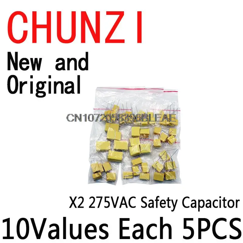 10Values*5PCS 50PCS X2 Safety Capacitor Package Electronic Component Package 275VAC 102K-105K