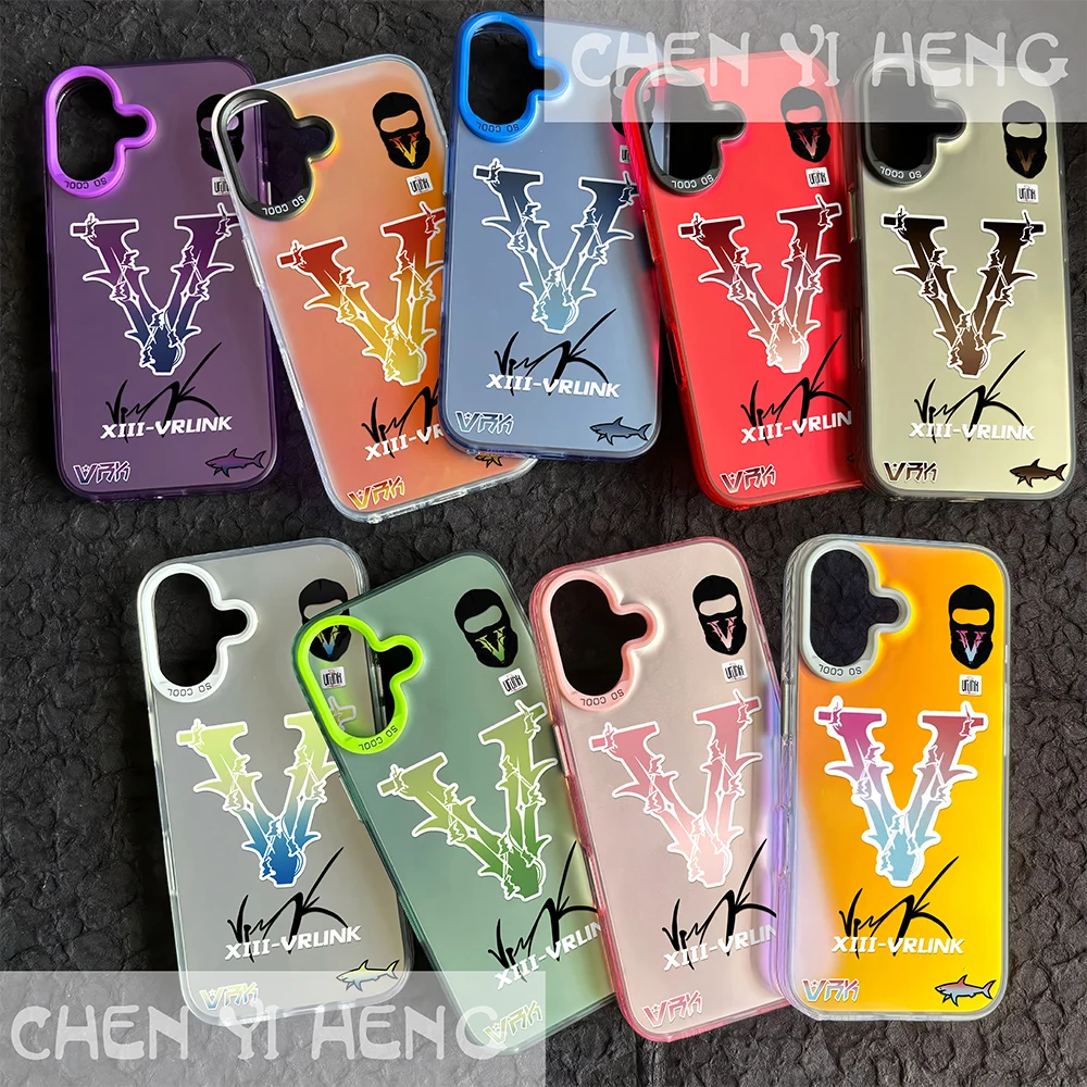 Funda de teléfono V-VRUNKS de marcas de diseño de moda para iPhone 16e 16 15 14 13 12 11 mini Pro Max X XR 8 7 Plus, funda trasera mate anticaída