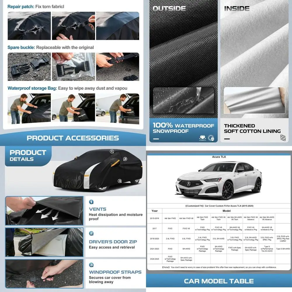 

Универсальный чехол для автомобиля из 10 слоев, на заказ, водонепроницаемый, вентилируемый, с полотенцем и ремонтными заплатками, защита от дождя и снега на открытом воздухе