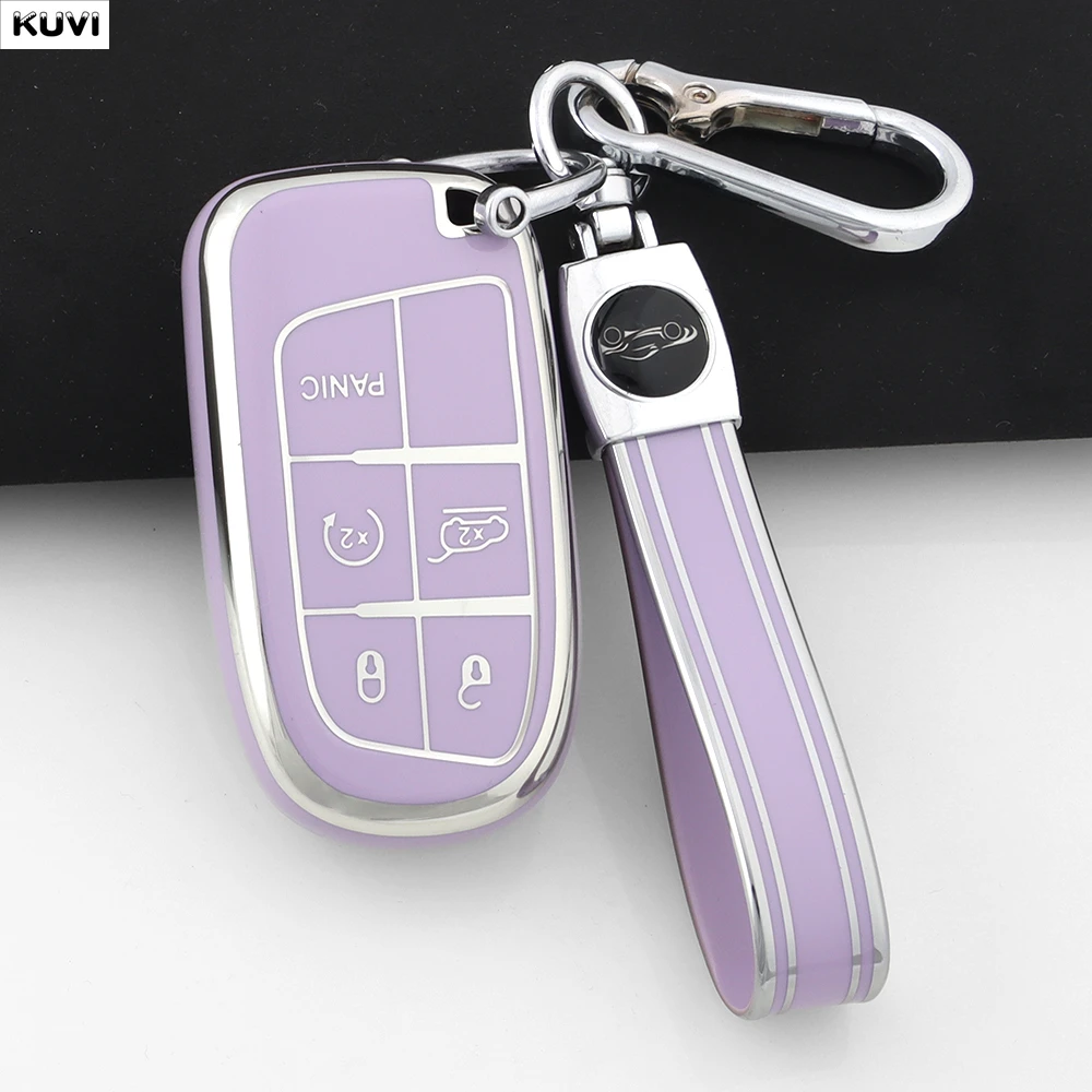 Fashion TPU Car Key Case Cover For Jeep Renegade Frand Cherokee Dodge Journey Charger Chrysler 200 300 300 5 Buttons Protector